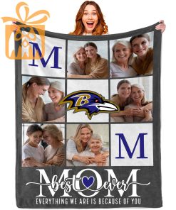 Best Mom Ever Custom Blankets with Pictures for Mothers Day NFL Baltimore Ravens Gift for Mom