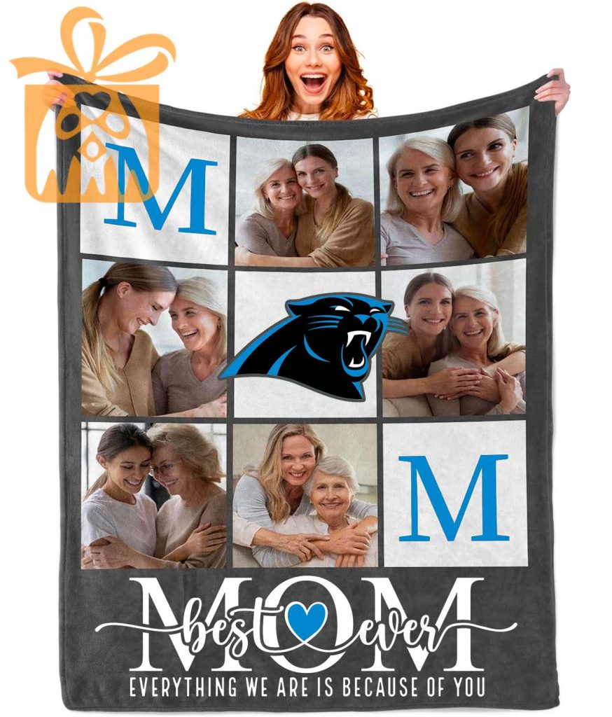 Best Mom Ever Custom Carolina Panthers Blanket – Personalized NFL Mother’s Day Gift with Photos