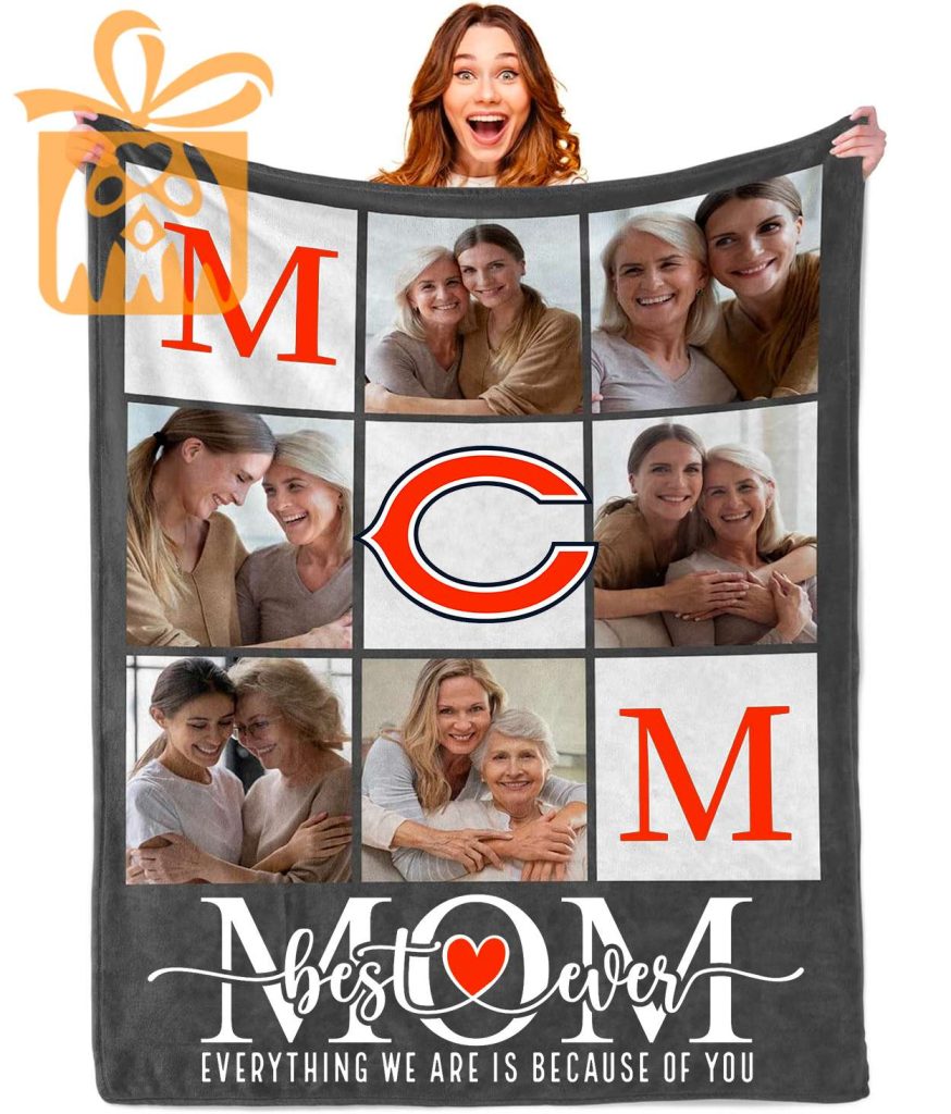 Best Mom Ever Custom Chicago Bears Blanket – Personalized NFL Mother’s Day Gift with Photos