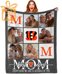 Best Mom Ever Custom Blankets with Pictures for Mothers Day NFL Cincinnati Bengals Gift for Mom
