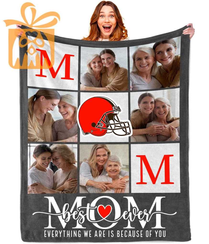 Best Mom Ever Custom Cleveland Browns Blanket – Personalized NFL Mother’s Day Gift with Photos