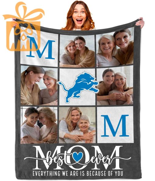 Best Mom Ever – Custom Blankets with Pictures for Mother’s Day, NFL Detroit Lions Gift for Mom