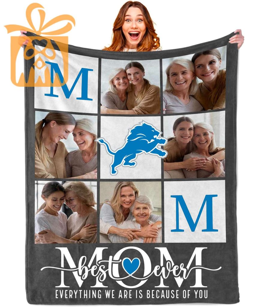 Best Mom Ever Custom Detroit Lions Blanket – Personalized NFL Mother’s Day Gift with Photos