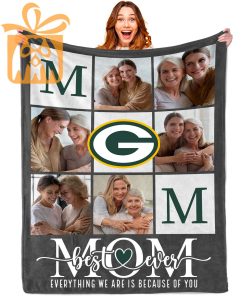 Best Mom Ever Custom Blankets with Pictures for Mothers Day NFL Green Bay Packers Gift for Mom