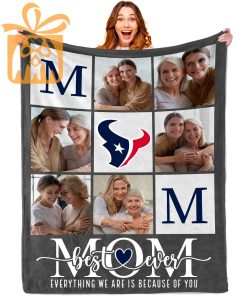 Best Mom Ever Custom Blankets with Pictures for Mothers Day NFL Houston Texans Gift for Mom