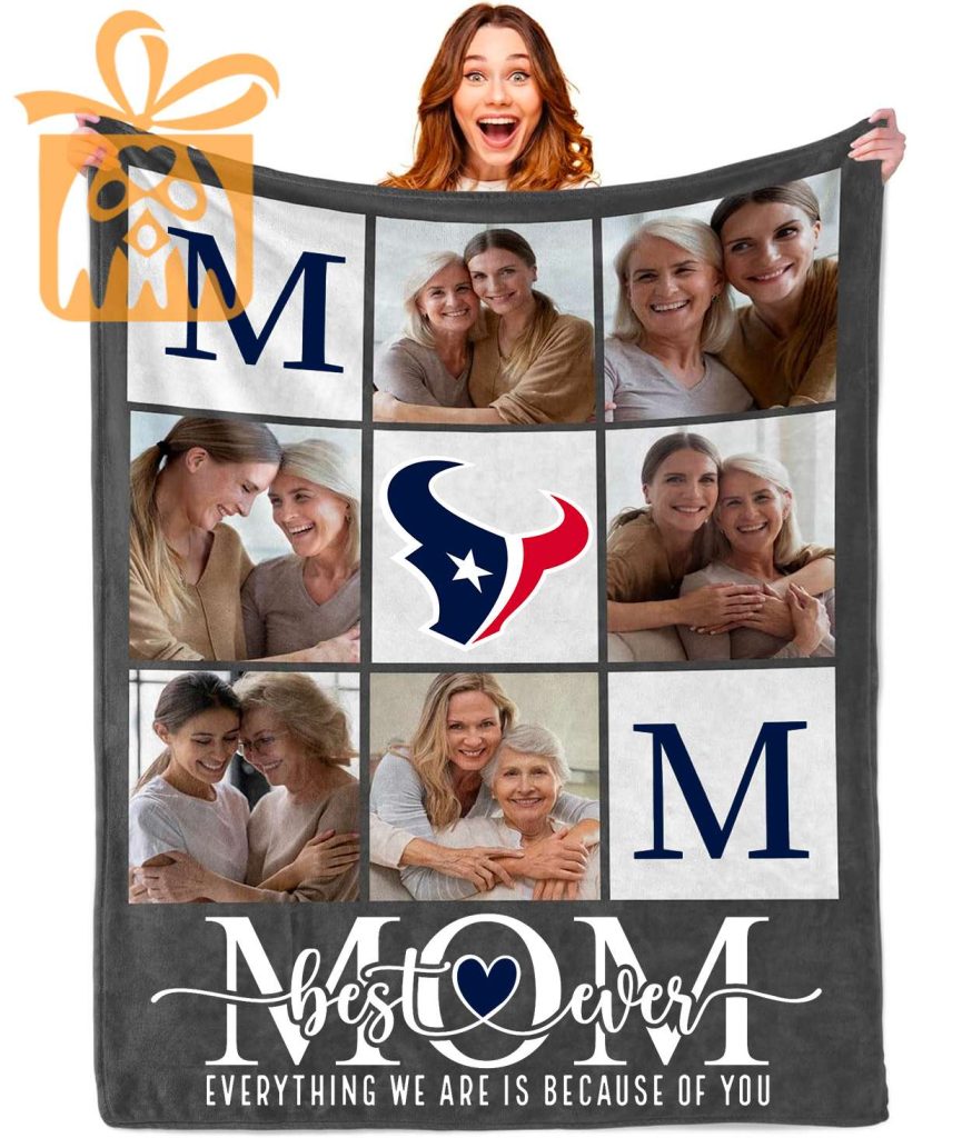 Best Mom Ever Custom Houston Texans Blanket – Personalized NFL Mother’s Day Gift with Photos