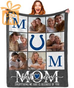 Best Mom Ever Custom Blankets with Pictures for Mothers Day NFL Indianapolis Colts Gift for Mom