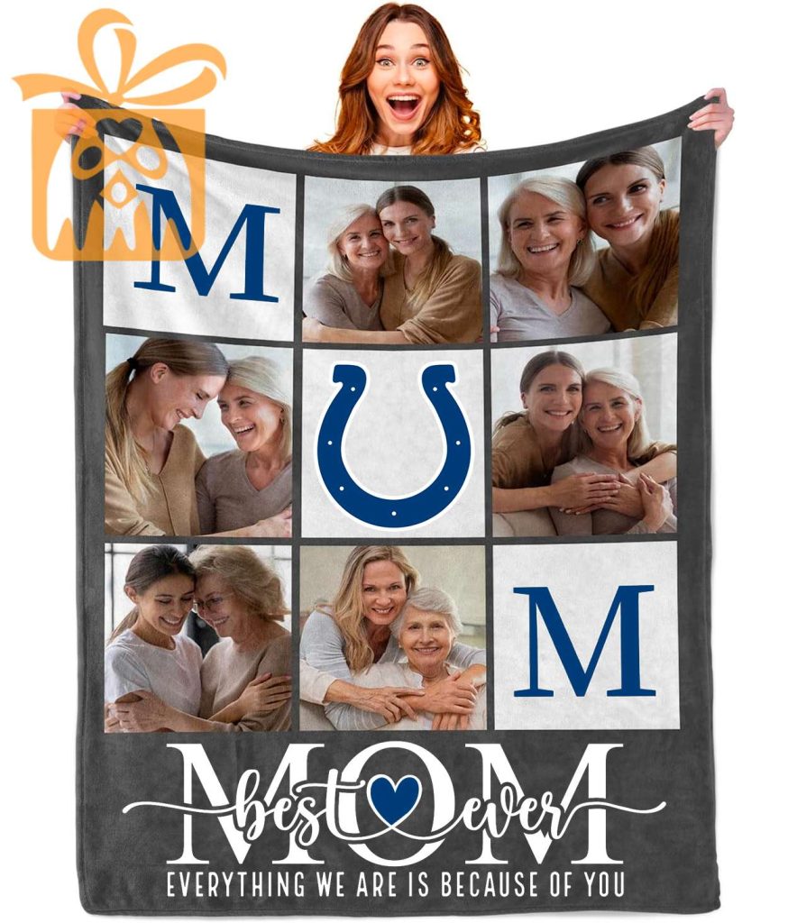 Best Mom Ever Custom Indianapolis Colts Blanket – Personalized NFL Mother’s Day Gift with Photos