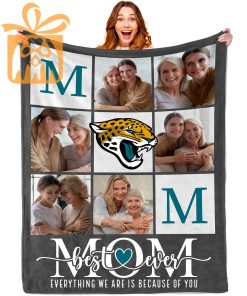 Best Mom Ever Custom Blankets with Pictures for Mothers Day NFL Jacksonville Jaguars Gift for Mom