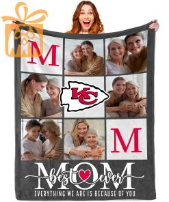 Best Mom Ever Custom Blankets with Pictures for Mothers Day NFL Kansas City Chiefs Gift for Mom