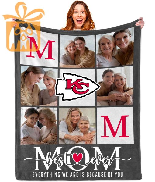 Best Mom Ever – Custom Blankets with Pictures for Mother’s Day, NFL Kansas City Chiefs Gift for Mom