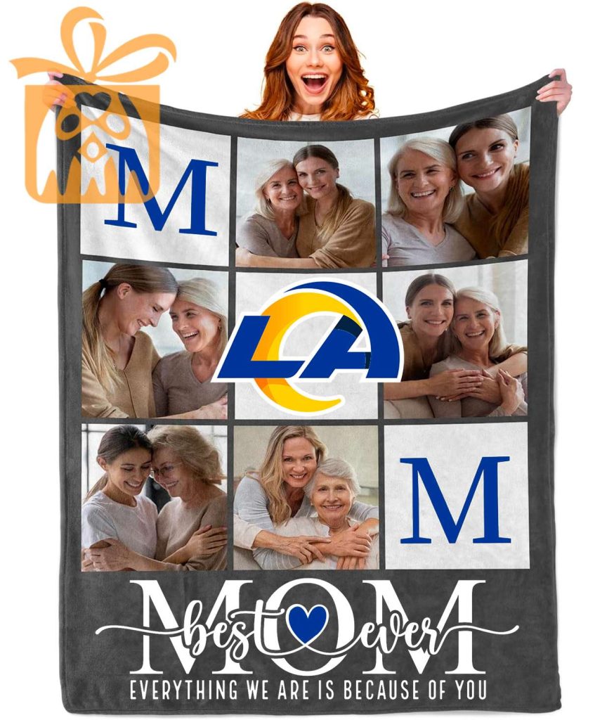 Best Mom Ever Custom Los Angeles Rams Blanket – Personalized NFL Mother’s Day Gift with Photos