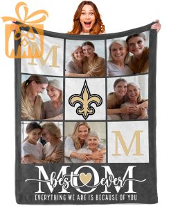 Best Mom Ever Custom Blankets with Pictures for Mothers Day NFL New Orleans Saints Gift for Mom