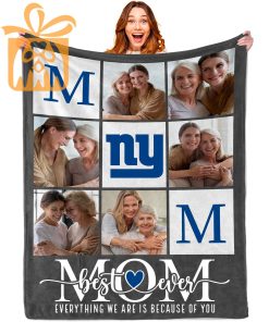 Best Mom Ever – Custom Blankets with Pictures for Mother’s Day, NFL New York Giants Gift for Mom