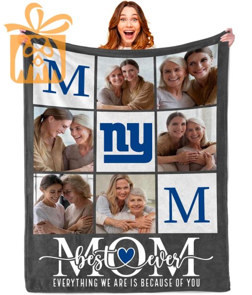 Best Mom Ever – Custom Blankets with Pictures for Mother’s Day, NFL New York Giants Gift for Mom