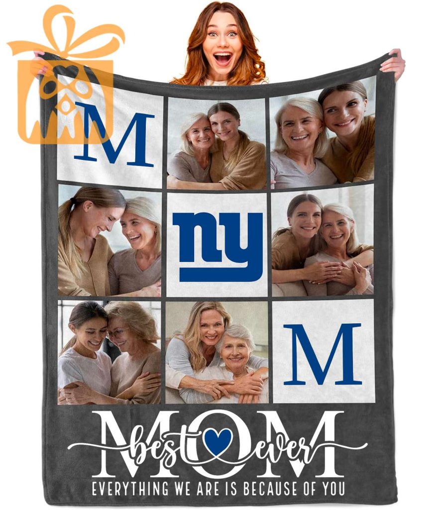 Best Mom Ever Custom New York Giants Blanket – Personalized NFL Mother’s Day Gift with Photos