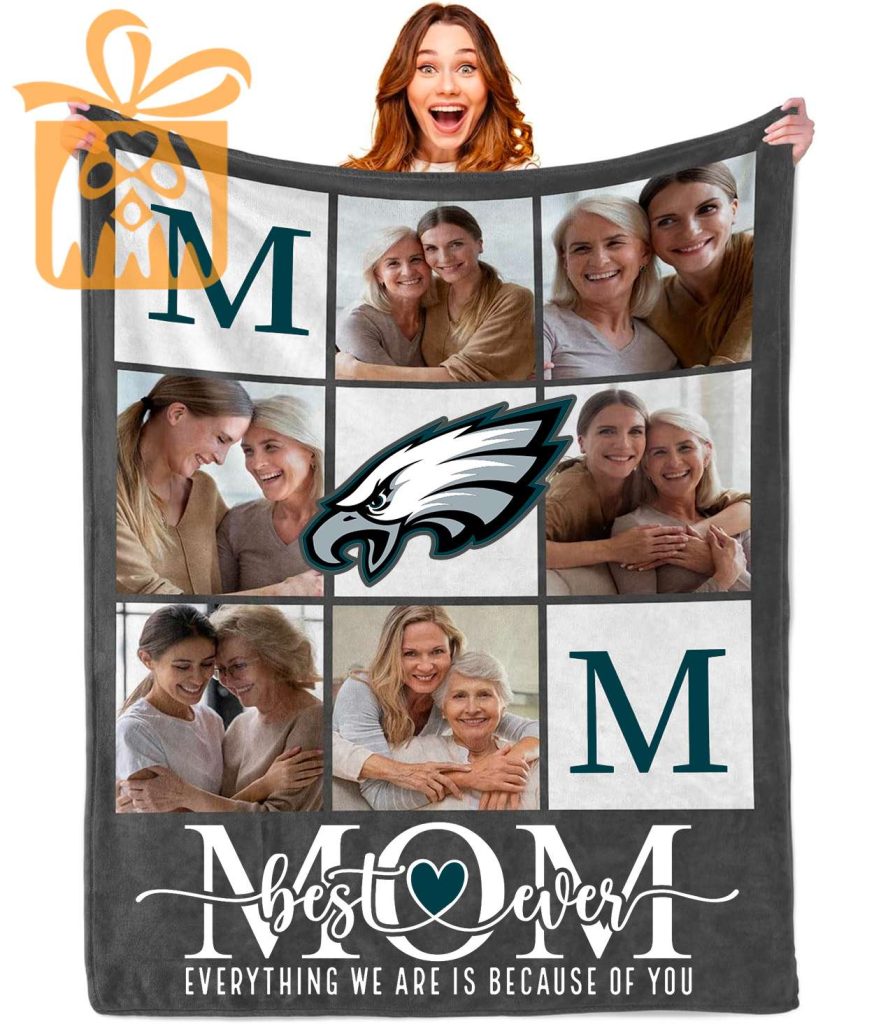 Best Mom Ever Custom Philadelphia Eagles Blanket – Personalized NFL Mother’s Day Gift with Photos