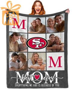 Best Mom Ever Custom Blankets with Pictures for Mothers Day NFL San Francisco 49ers Gift for Mom