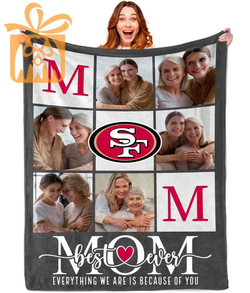 Best Mom Ever Custom San Francisco 49ers Blanket – Personalized NFL Mother’s Day Gift with Photos