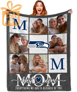 Best Mom Ever Custom Blankets with Pictures for Mothers Day NFL Seattle Seahawks Gift for Mom