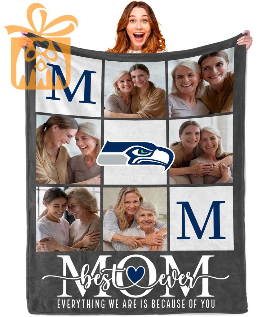 Best Mom Ever Custom Seattle Seahawks Blanket – Personalized NFL Mother’s Day Gift with Photos