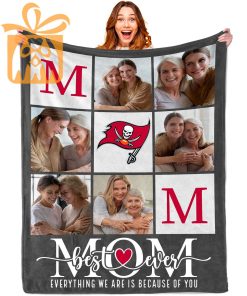 Best Mom Ever Custom Blankets with Pictures for Mothers Day NFL Tampa Bay Buccaneers Gift for Mom