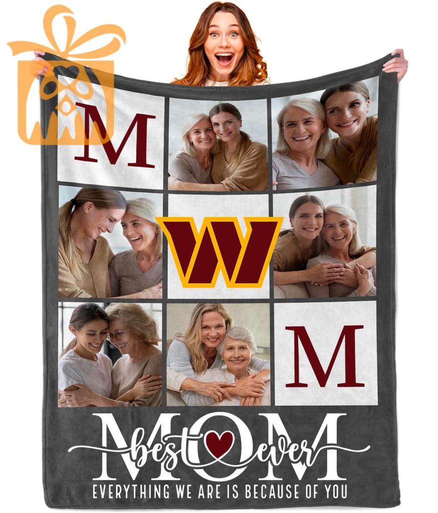 Best Mom Ever Custom Washington Commanders Blanket – Personalized NFL Mother’s Day Gift with Photos