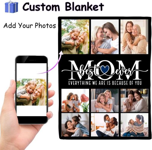 Best Mom Ever – Custom NFL Detroit Lions Blankets with Pictures for Mother’s Day Gift