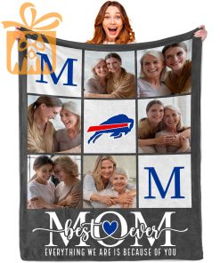 Best Mom Ever – Custom Blankets with Pictures for Mother’s Day, NFL Buffalo Bills Gift for Mom