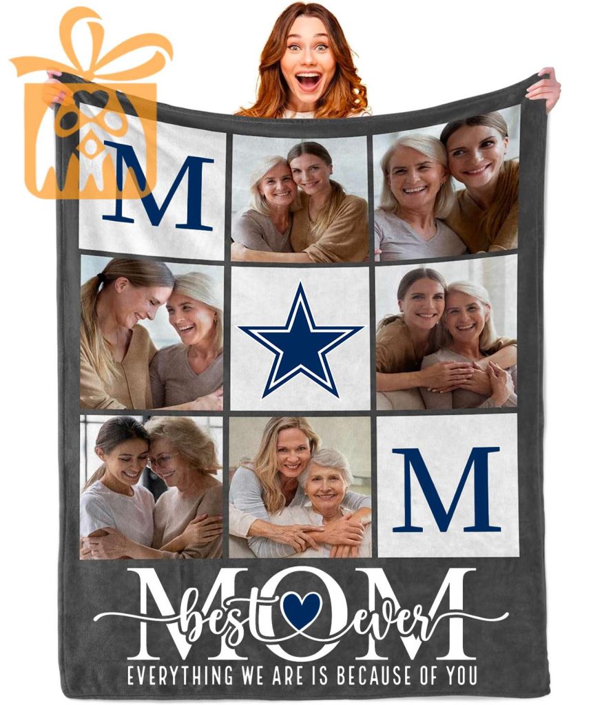 Best Mom Ever Custom Dallas Cowboys Blanket – Personalized NFL Mother’s Day Gift with Photos