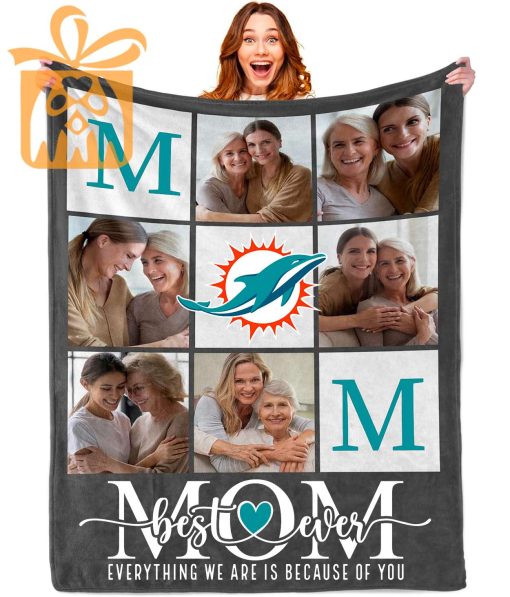 Best Mom Ever Custom Miami Dolphins Blanket – Personalized NFL Mother’s Day Gift with Photos