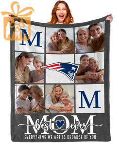 Best Mom Ever – Custom Blankets with Pictures for Mother’s Day, NFL New England Patriots Gift for Mom