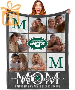 Best Mom Ever – Custom Blankets with Pictures for Mother’s Day, NFL New York Jets Gift for Mom