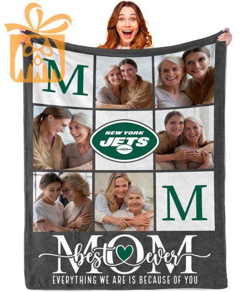 Best Mom Ever Custom New York Jets Blanket – Personalized NFL Mother’s Day Gift with Photos