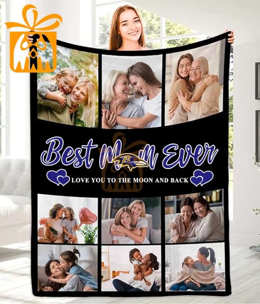 Best Mom Ever Custom NFL Baltimore Ravens Blankets with Pictures – Perfect Mother’s Day Gift