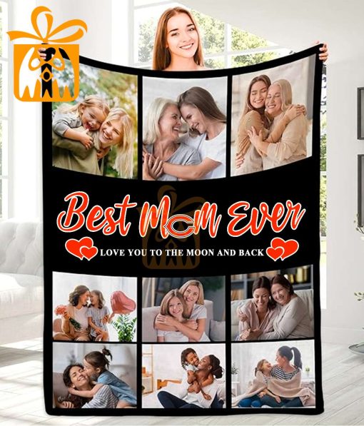 Best Mom Ever Custom NFL Chicago Bears Blankets with Pictures – Perfect Mother’s Day Gift