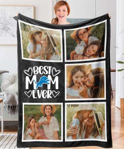Best Mom Ever Custom NFL Detroit Lions Blankets with Pictures for Mothers Day Gift 1