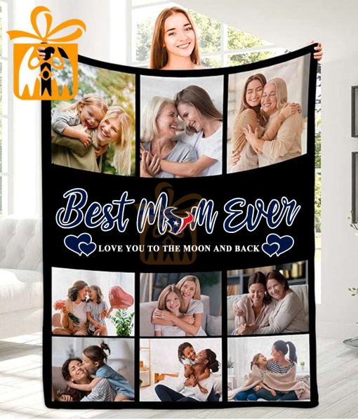 Best Mom Ever Custom NFL Houston Texans Blankets with Pictures – Perfect Mother’s Day Gift