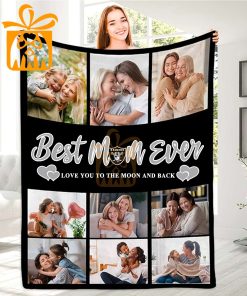Best Mom Ever Custom NFL Las Vegas Raiders Blankets with Pictures Perfect Mothers Day Gift