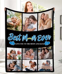 Best Mom Ever Custom NFL Los Angeles Chargers Blankets with Pictures Perfect Mothers Day Gift