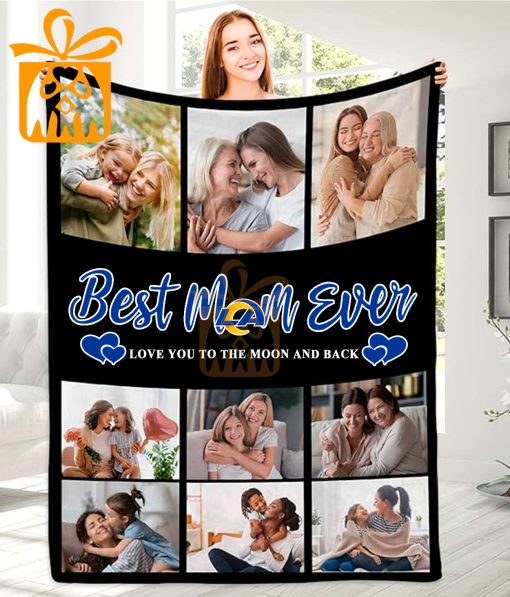 Best Mom Ever Custom NFL Los Angeles Rams Blankets with Pictures – Perfect Mother’s Day Gift