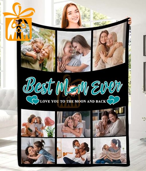 Best Mom Ever Custom NFL Miami Dolphins Blankets with Pictures – Perfect Mother’s Day Gift