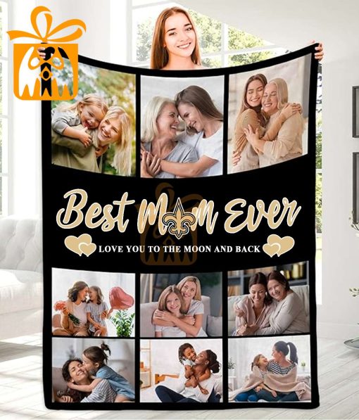 Best Mom Ever Custom NFL New Orleans Saints Blankets with Pictures – Perfect Mother’s Day Gift