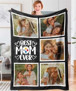 Best Mom Ever Custom NFL Pittsburgh Steelers Blankets with Pictures for Mothers Day Gift 1
