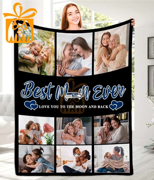 Best Mom Ever Custom NFL Seattle Seahawks Blankets with Pictures – Perfect Mother’s Day Gift