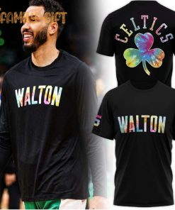 Bill Walton Celtics Tie Dye Hoodie with Clover Back 1