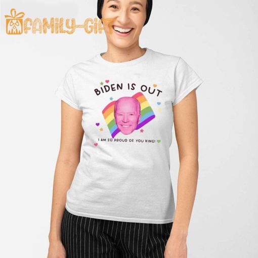 Biden Is Out Pride T-Shirt – Funny Political LGBTQ+ Parody Tee