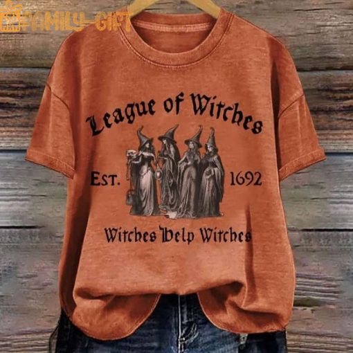 Halloween League of Witches T-Shirt – Witches Help Witches Casual Tee