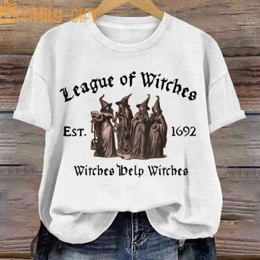 Halloween League of Witches T-Shirt – Witches Help Witches Casual Tee