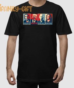 Hope Hate Heal Grow Political T-Shirt – Funny Obama Trump Biden Harris Parody Tee